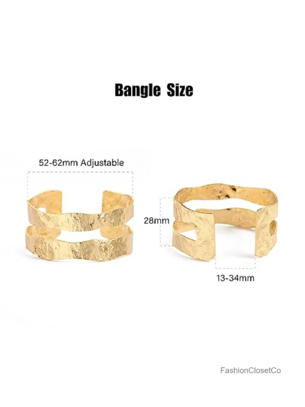 18K Gold Plated Cuff Bracelet Double Layer Adjustable Women Bangle